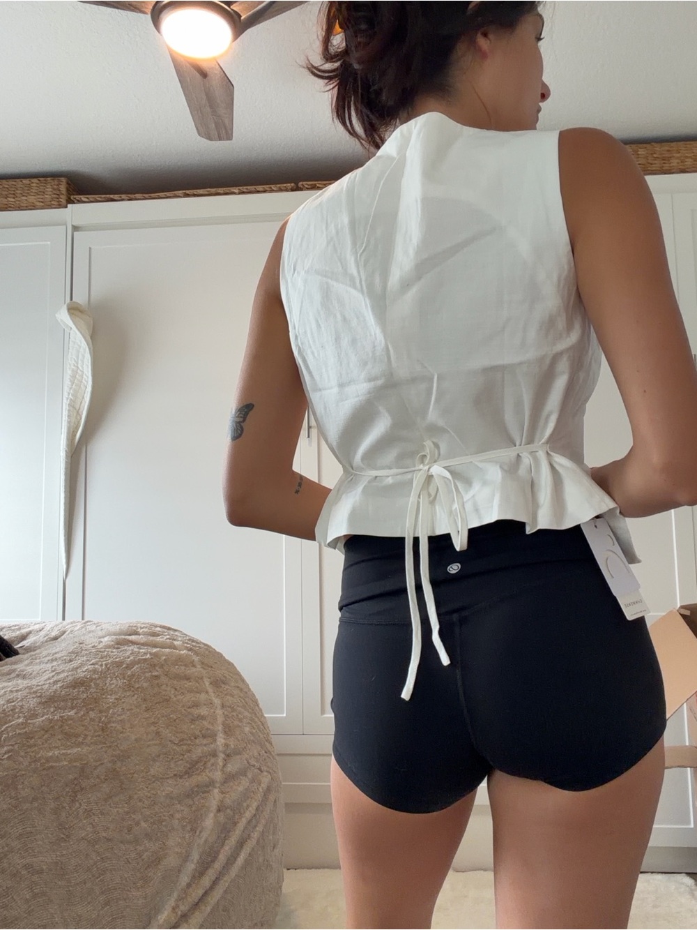 Women’s White Tie-Front Sleeveless Top - Picture 2 of 2